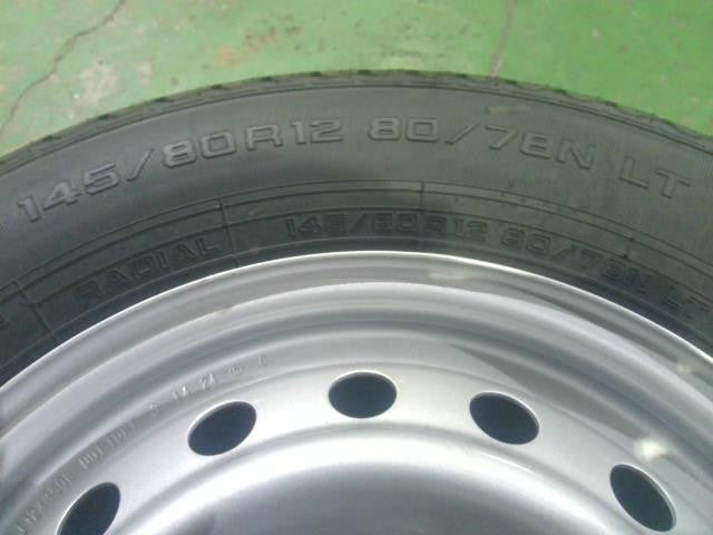 145/80R12・エブリィ・純正12インチ/ヨコハマスーパーバン355・スチールホイール・タイヤ・4本セット